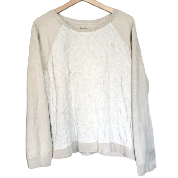 Lucky Brand Tops - Lucky Brand Embroidered Mixed Sweatshirt Pullover Size Large